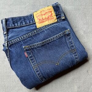 Levi's 505 Regular Fit Jeans Mens 36x32 Blue Straight Leg Denim 00505-0216